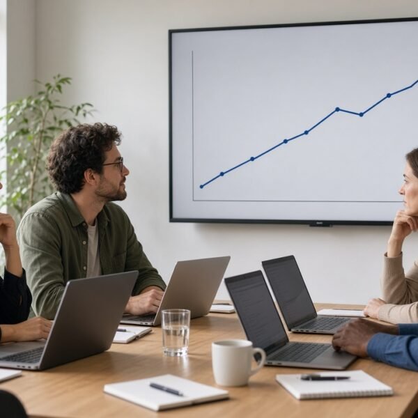 Team reviewing search rankings after a core update