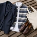 Heritage preppy outfit with a navy blazer and loafers